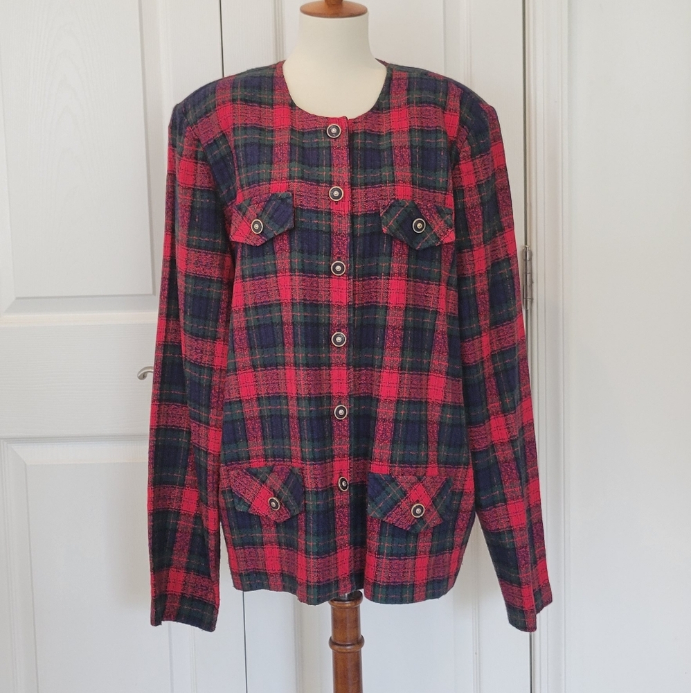 Florentine Vintage Plaid Blazer Coat ON13